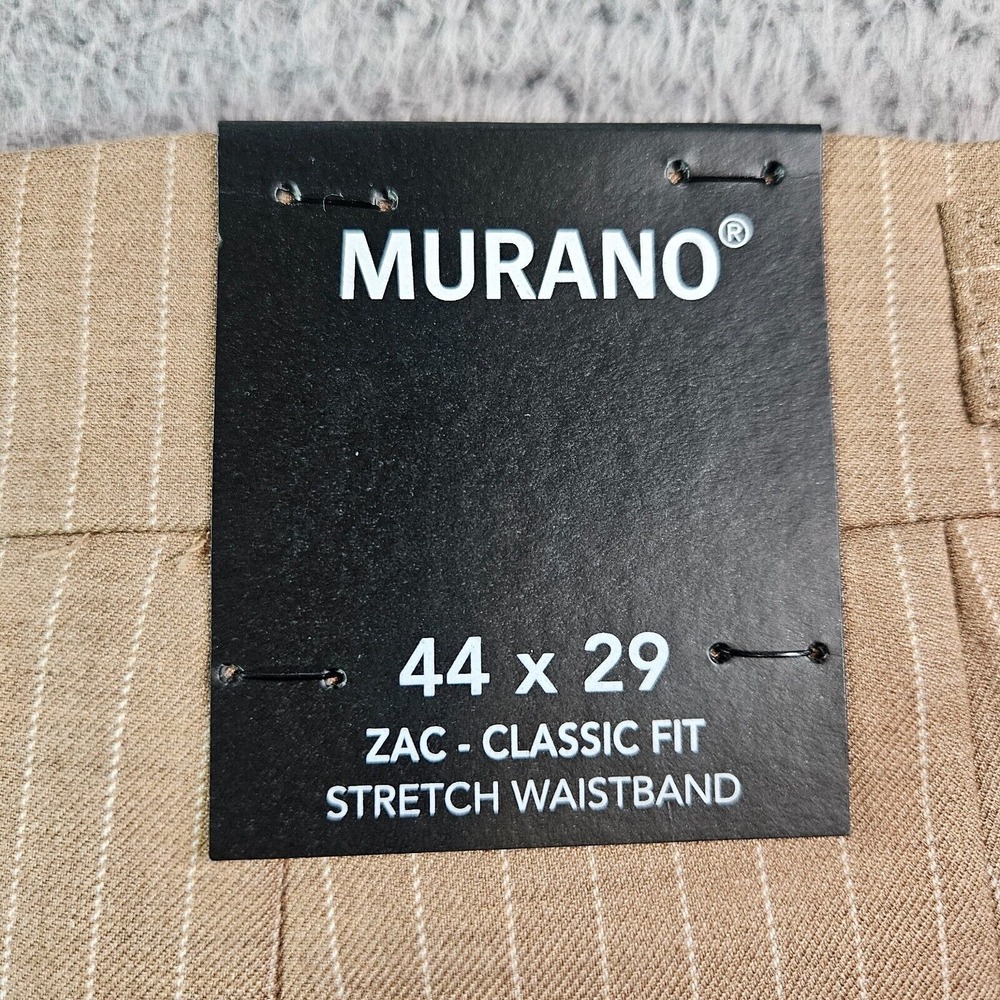 $99‎ NWT Murano Big Man Dress Pants Men 44x29 Zac Pleated Brown Pinstriped